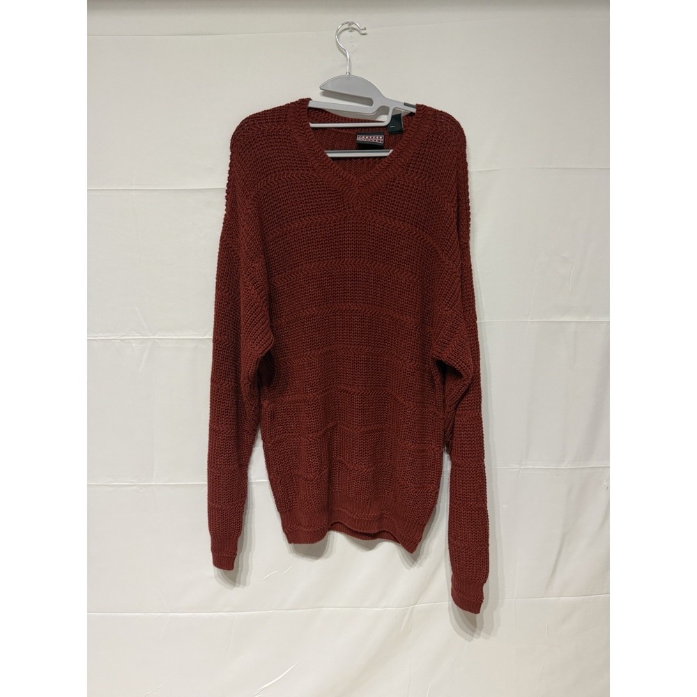 Vintage Jantzen Sweater Mens Large Burgudy Preppy V Neck Golf Pullover USA